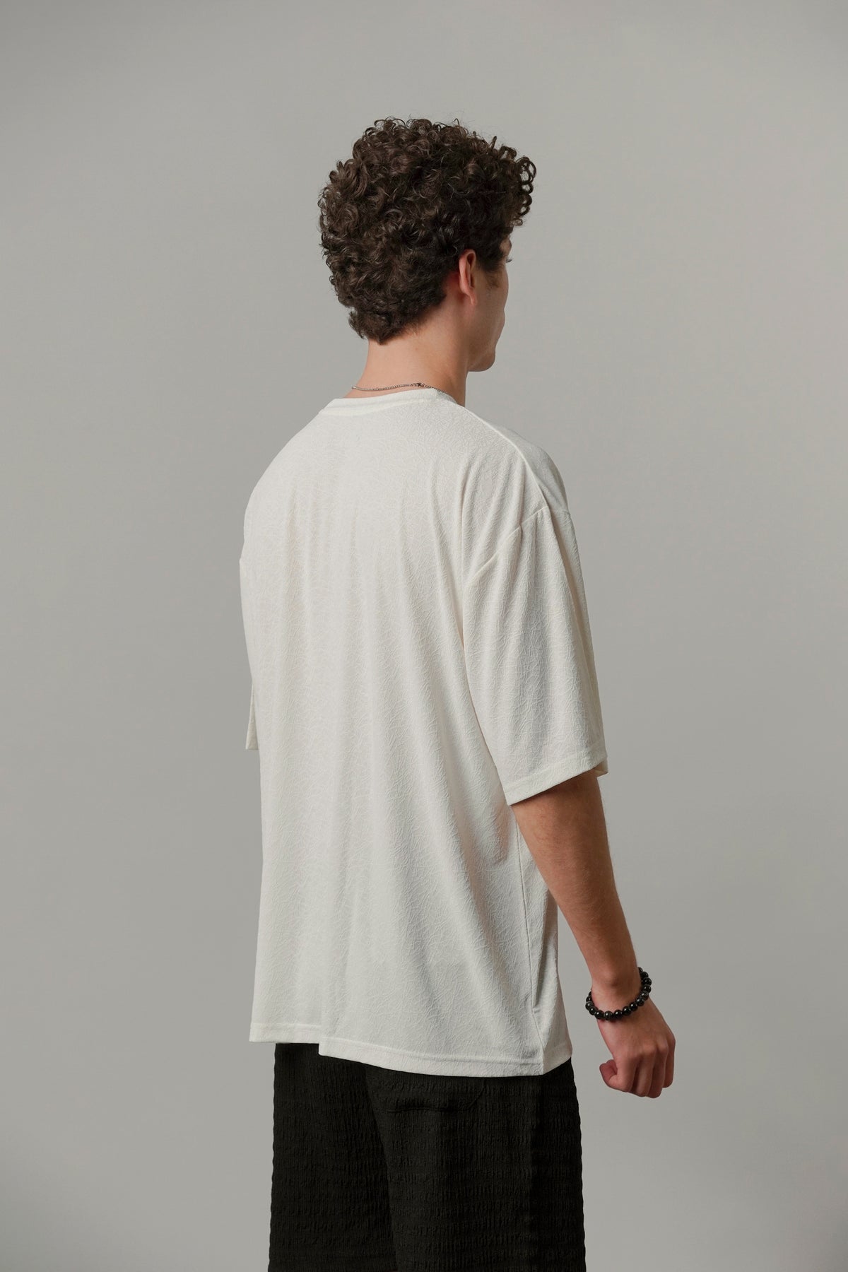 Oversized Texture Crew T-Shirt - Off-White