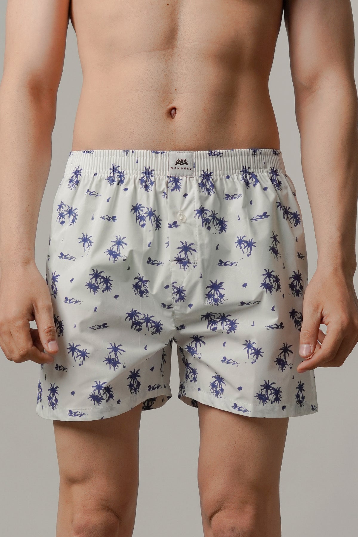 Printed Woven Boxer Shorts - White