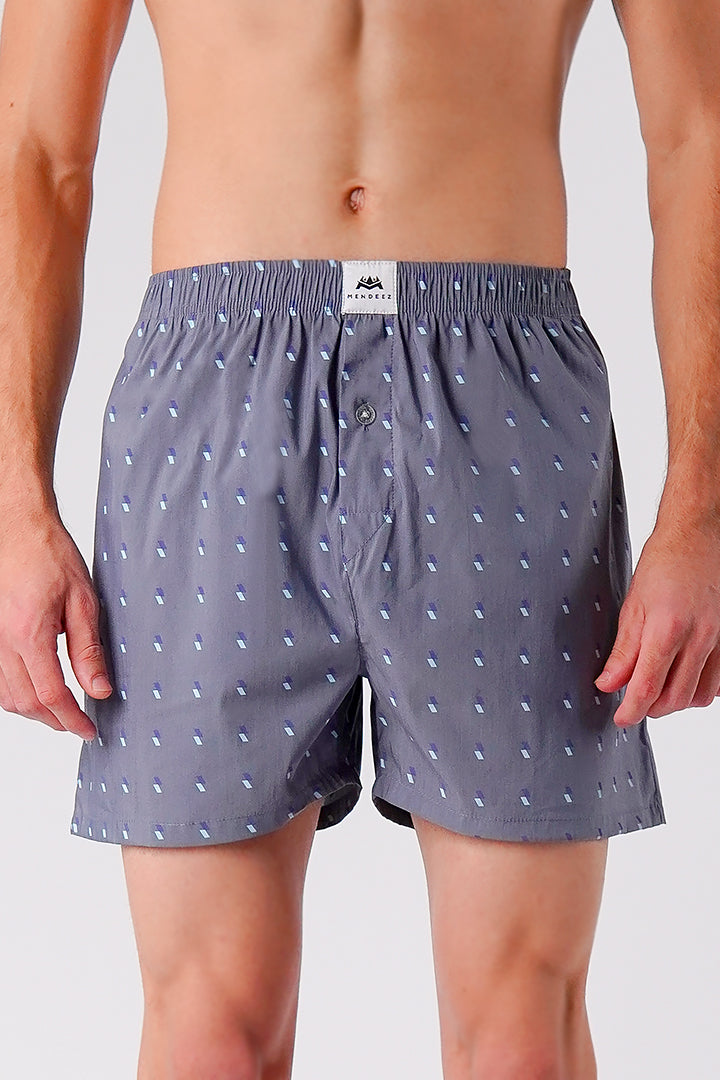 Printed Woven Boxer Shorts - Dark Grey