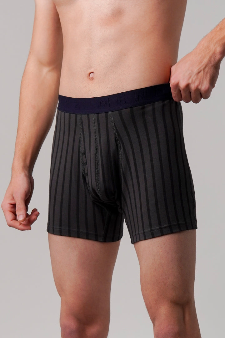 Striped Ball Pouch Boxer - Black