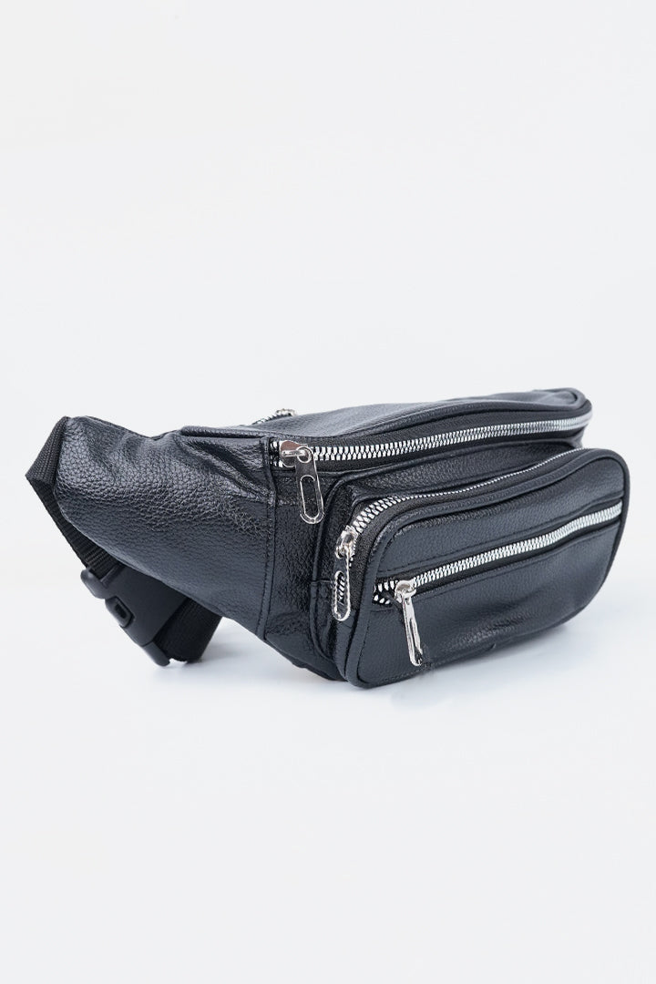 Pebble Leather Waist Bag - Black alternate view