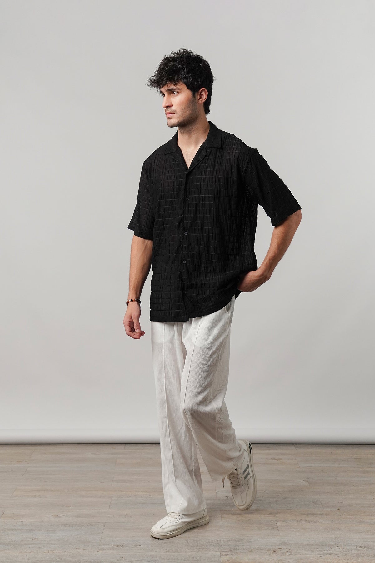 Knitted Cuban Shirt - Black