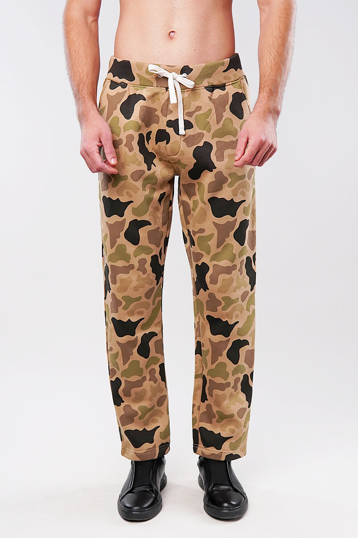 Camouflage Fleece Jogger Pants - Brown