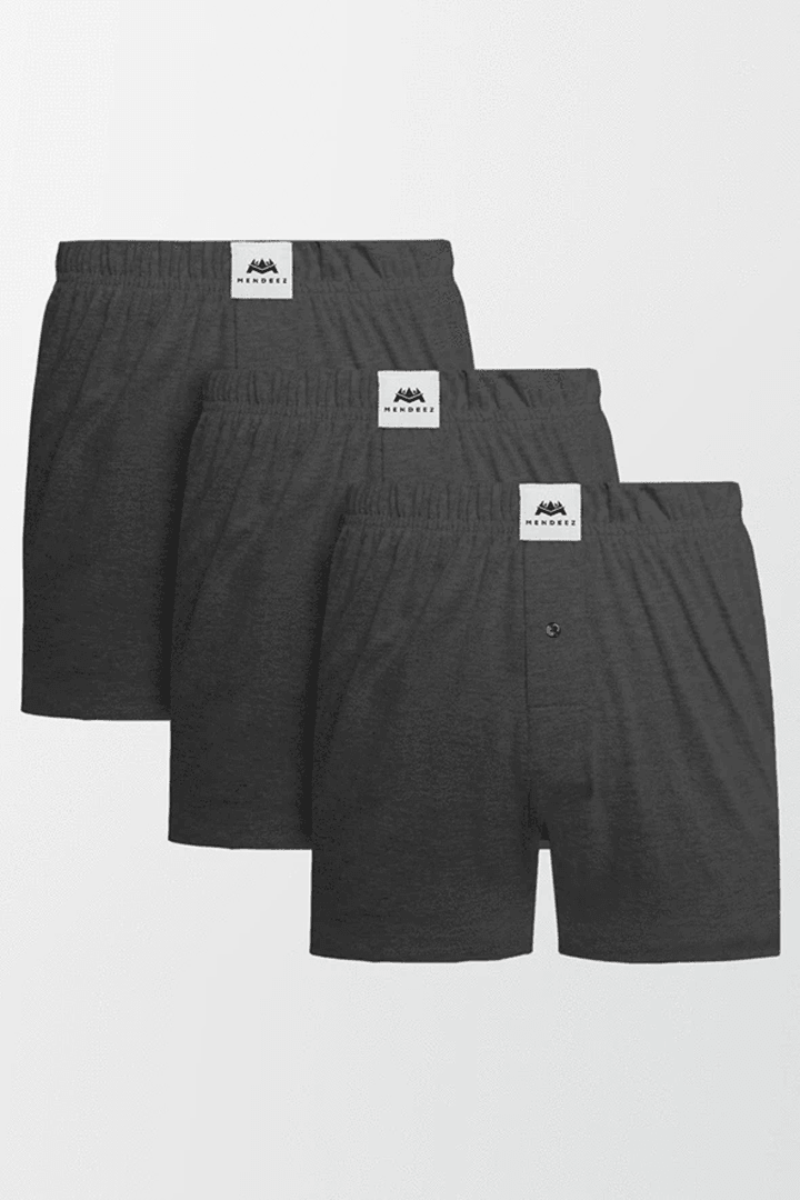 Jersey Boxer Shorts - Charcoal Grey Pack Of 3