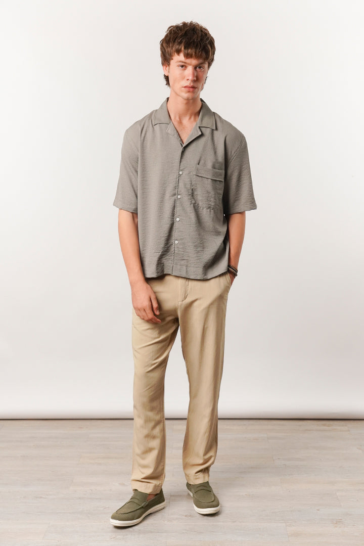 Box Fit Cuban Shirt - Sage Green