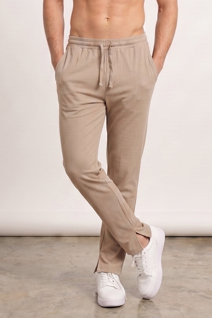 Split Hem Trousers - Beige