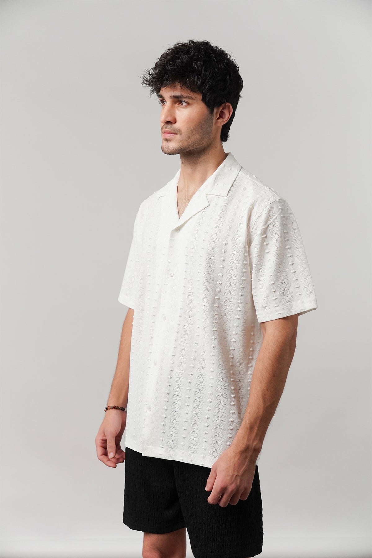 Knitted Cuban Shirt - White
