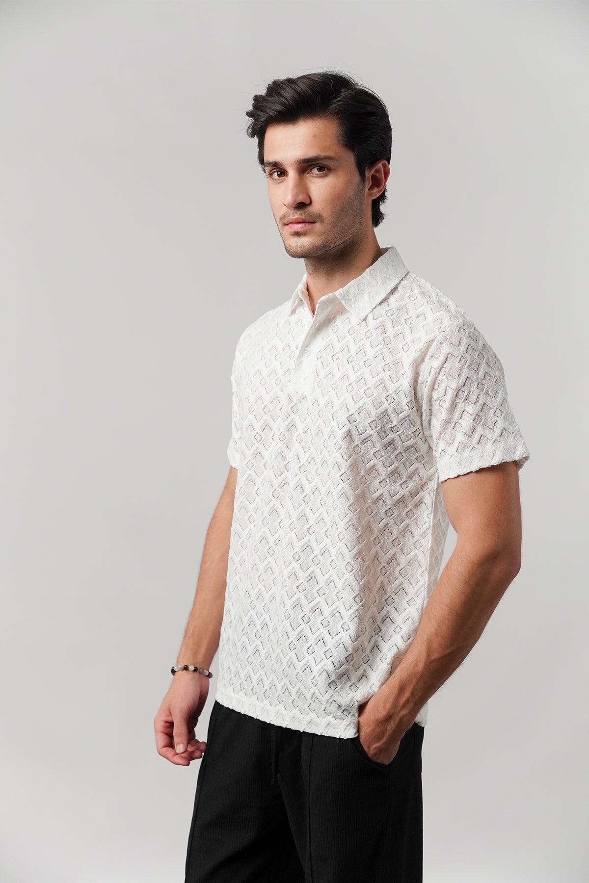 Knitted Polo Shirt - White