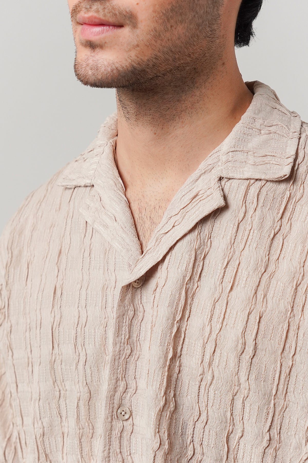 Knitted Cuban Shirt - Beige alternate view