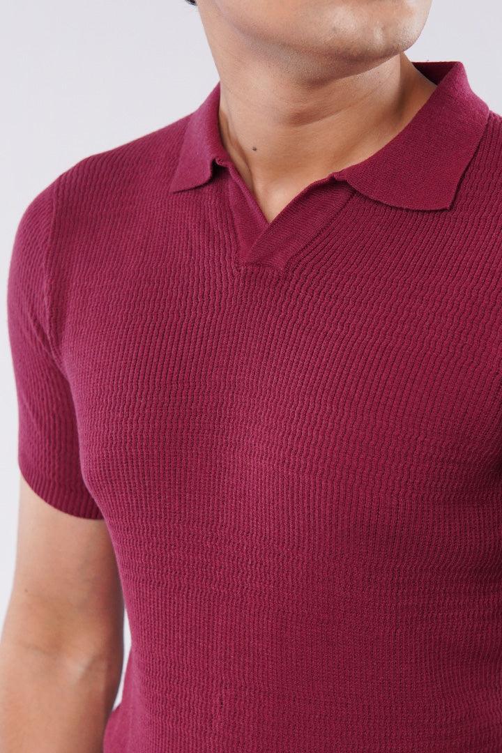 Johnny Collar Polo Shirt - Maroon alternate view
