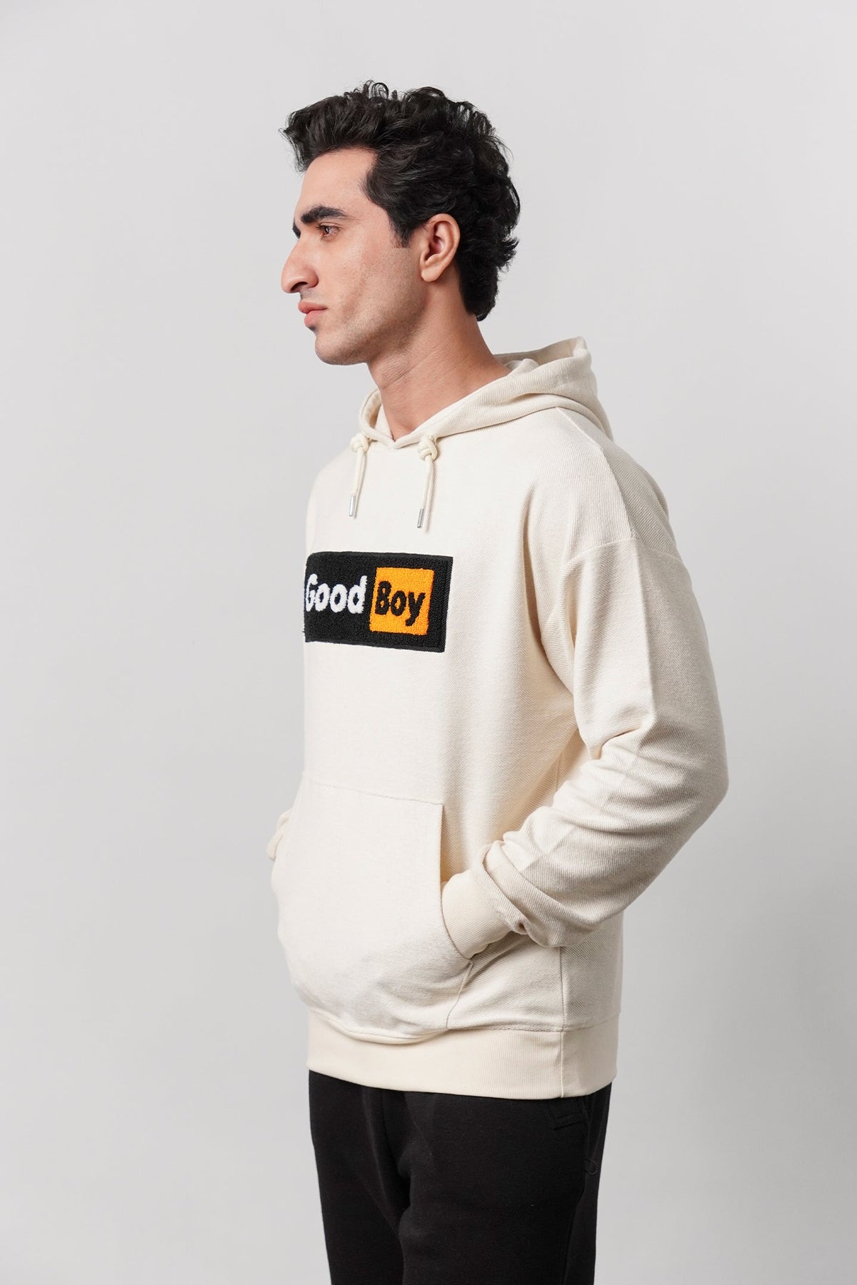 Pullover Embroidered Hoodie - Cream - FA alternate view