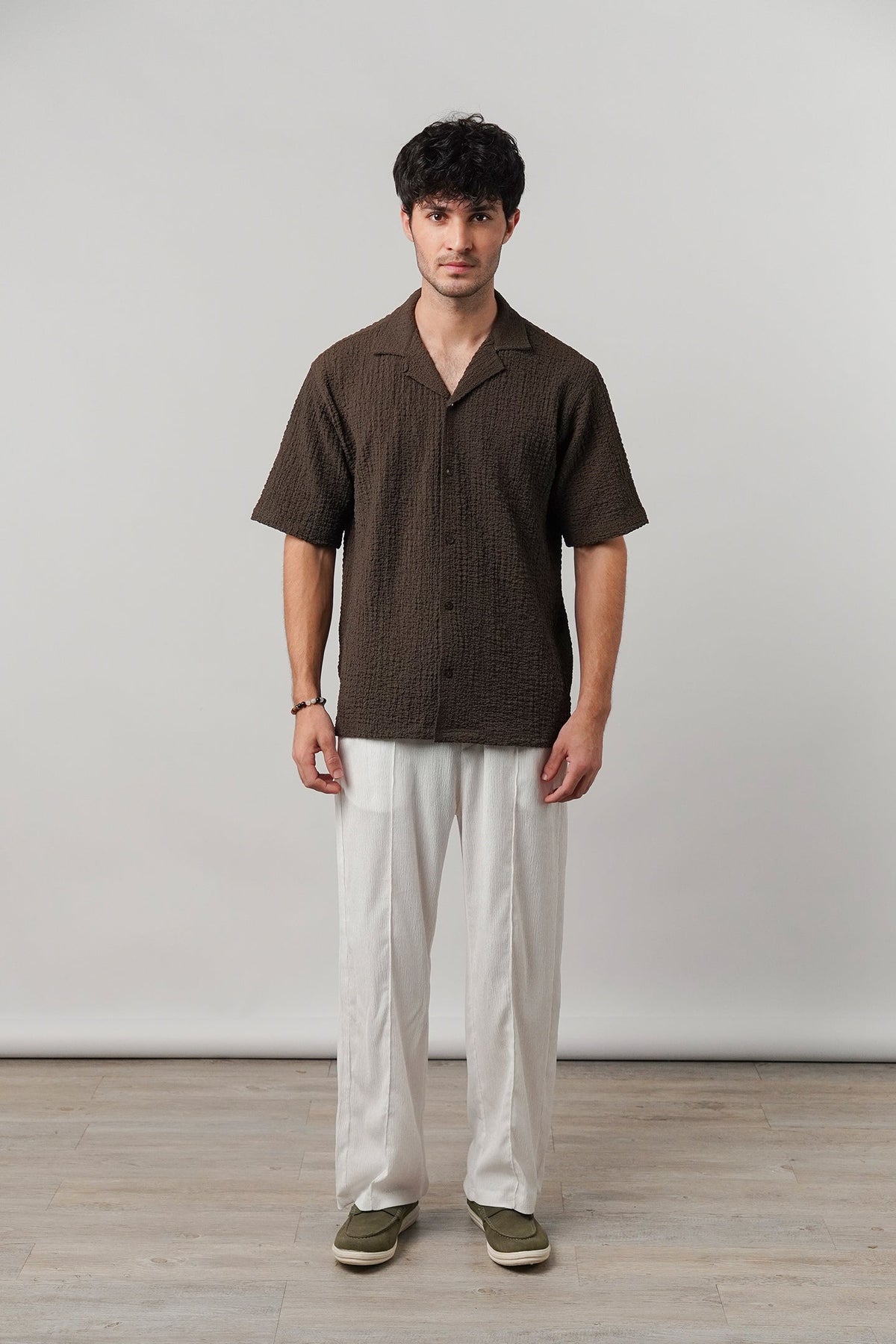 Knitted Cuban Shirt - Brown - FA