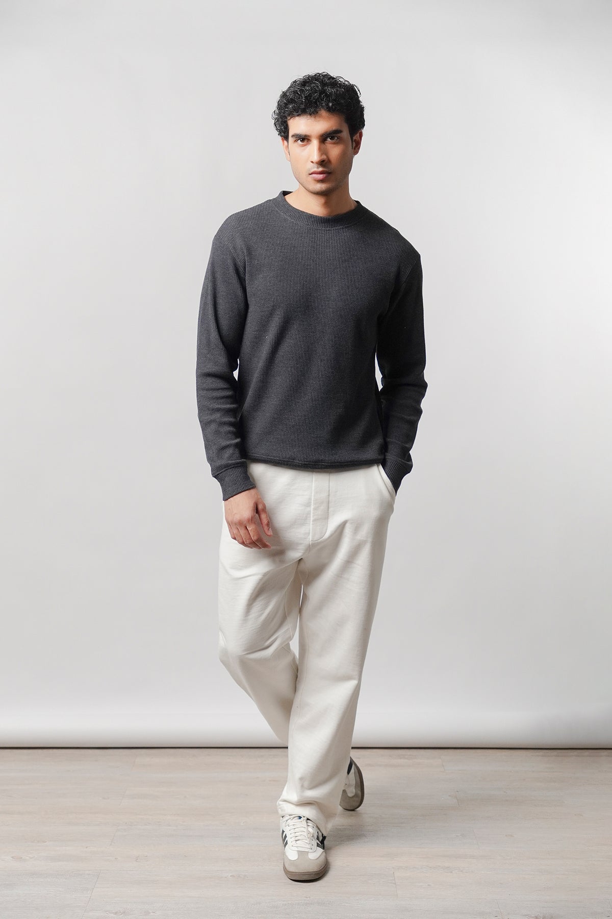 Mock Neck Sweatshirt - Charcoal Grey