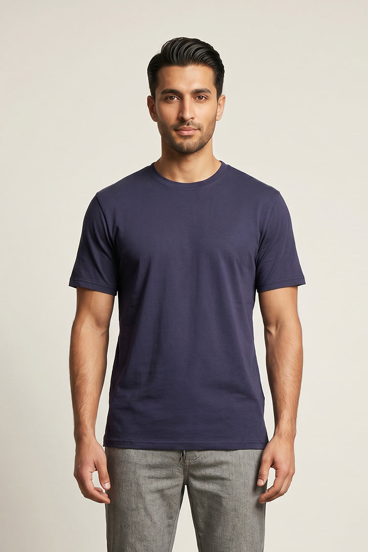 Crew Neck T-Shirt - Navy Blue