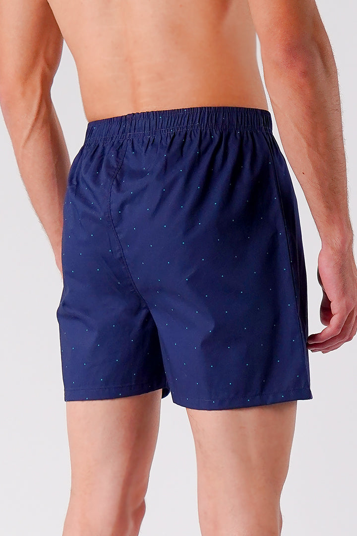 Printed Woven Boxer Shorts - Navy Blue alternate view
