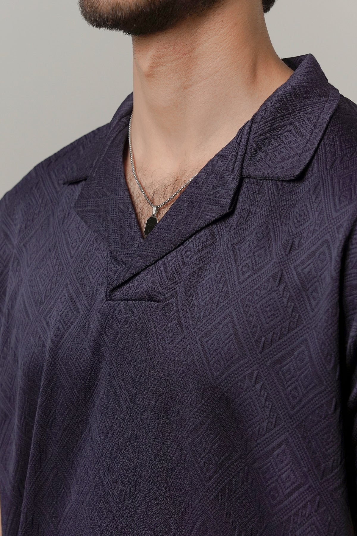 Cuban Collar Polo - Navy Blue - FA alternate view