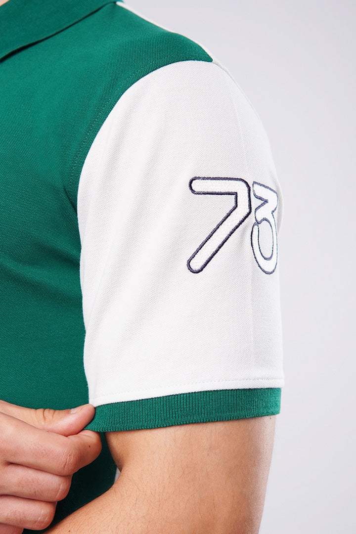 Sports Polo Shirt - Green & White - FA