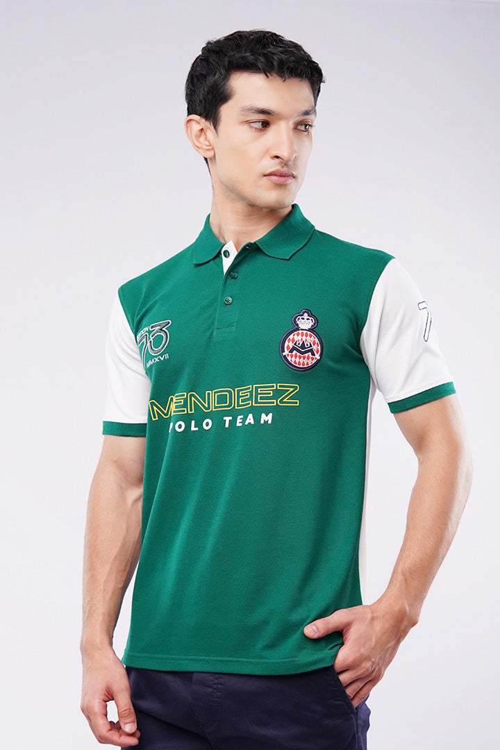 Sports Polo Shirt - Green & White - FA