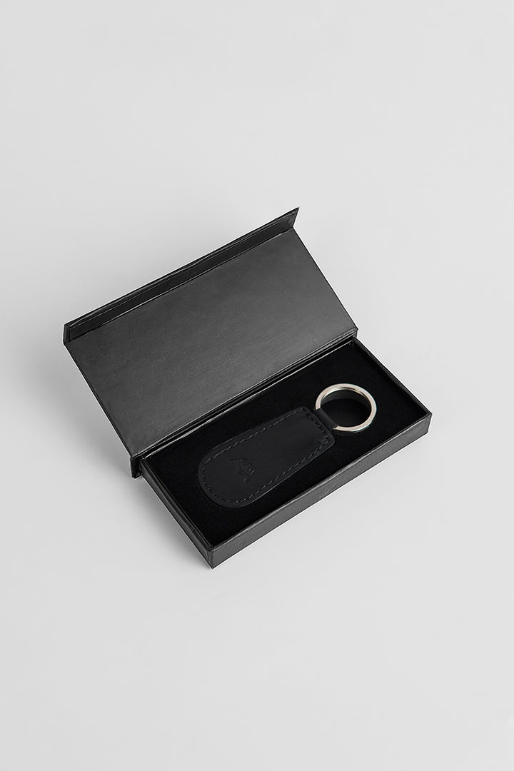 Leather Keychain - Black alternate view