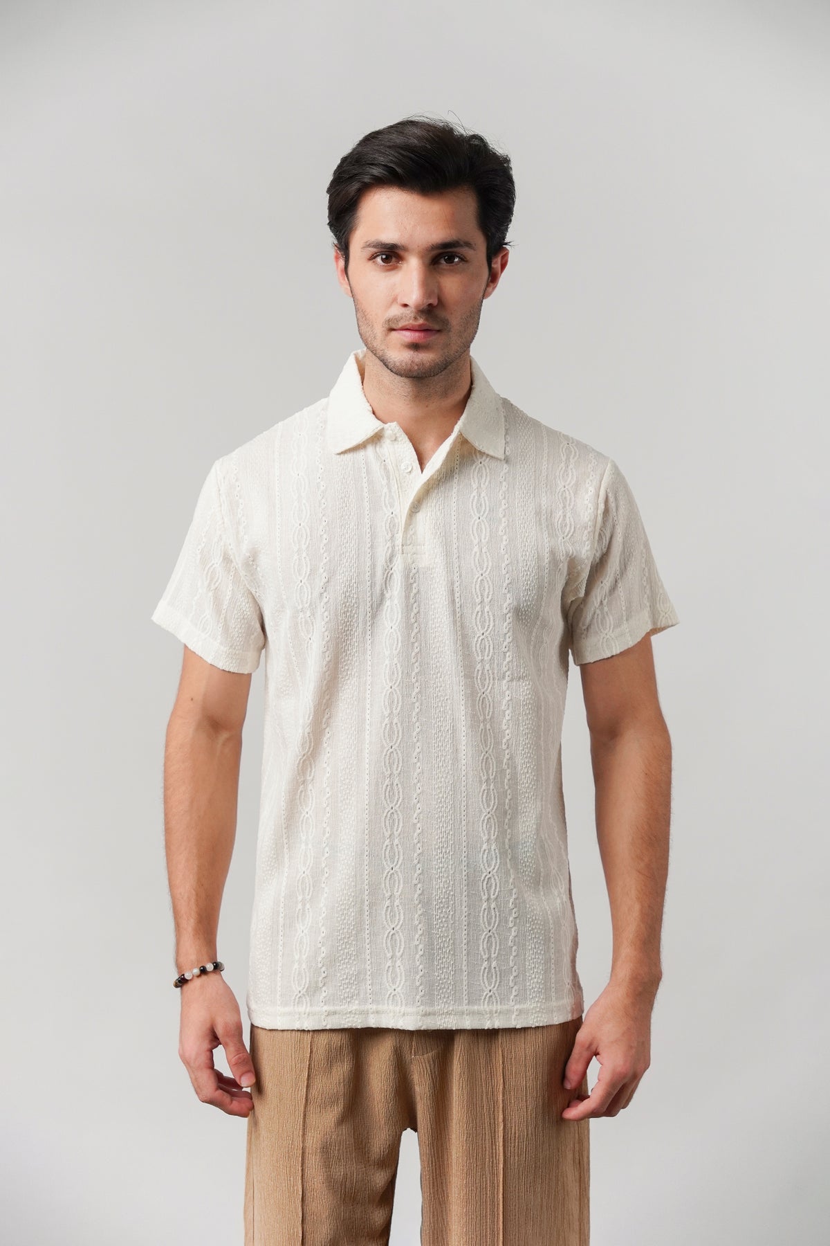 Knitted Polo Shirt - Off-White