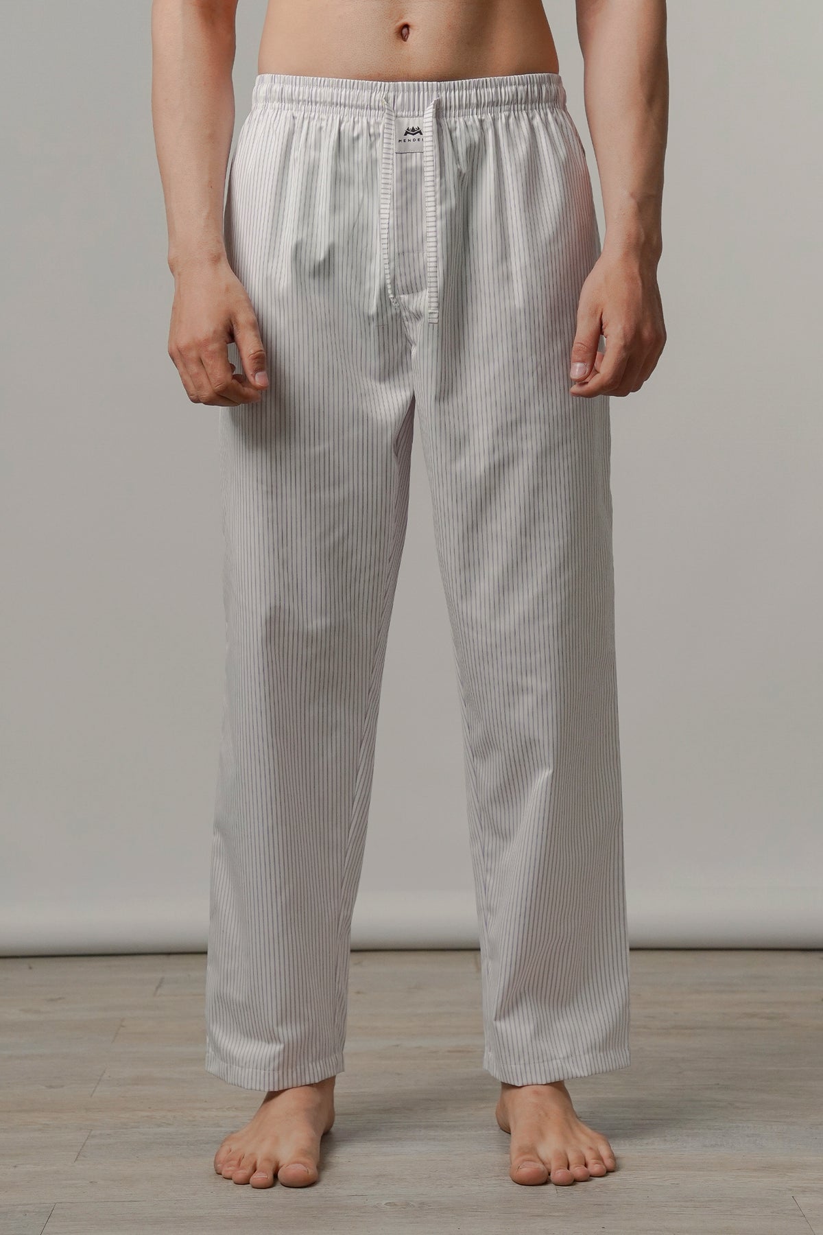 Striped Woven Pajamas - White