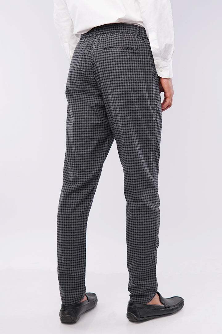 Check Pleated Pants - Black & Grey
