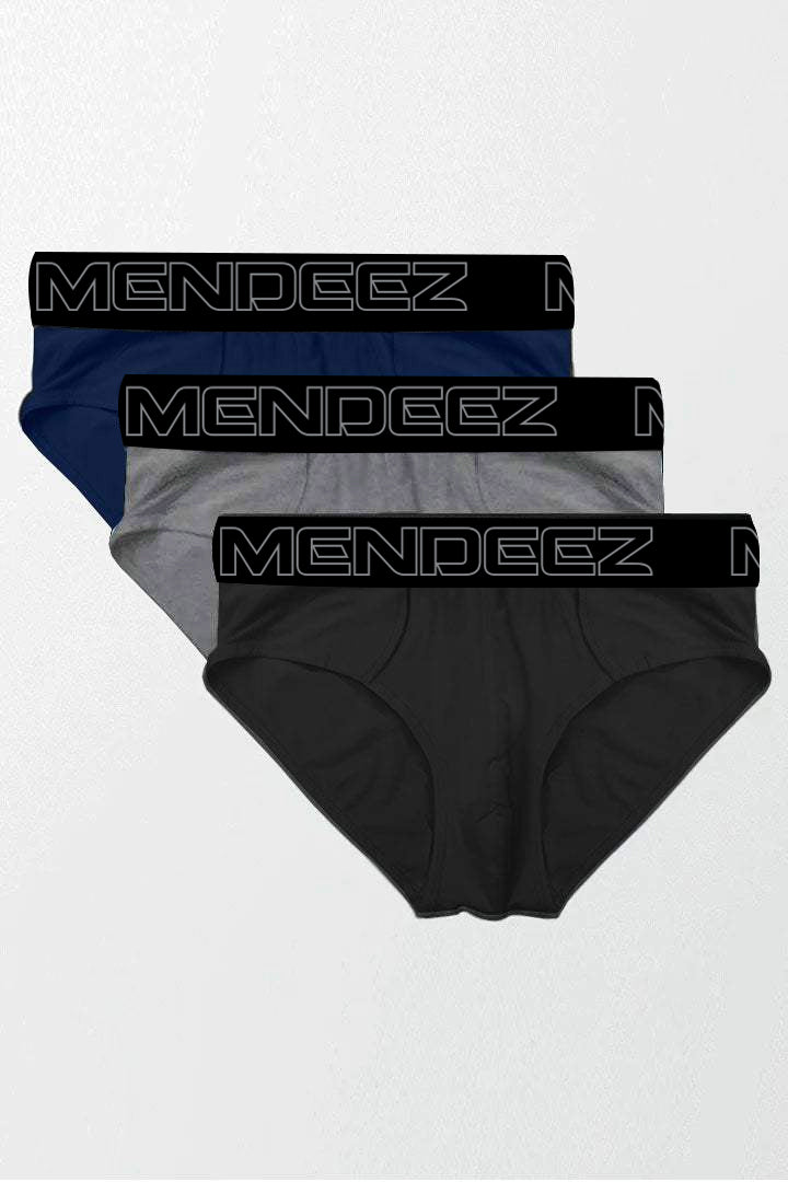 Briefs - Black, Grey & Navy Blue Pack Of 3