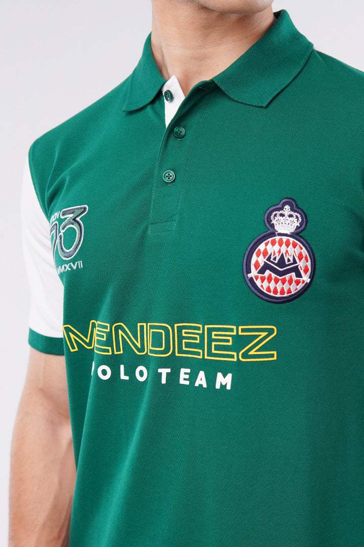 Sports Polo Shirt - Green & White - FA alternate view