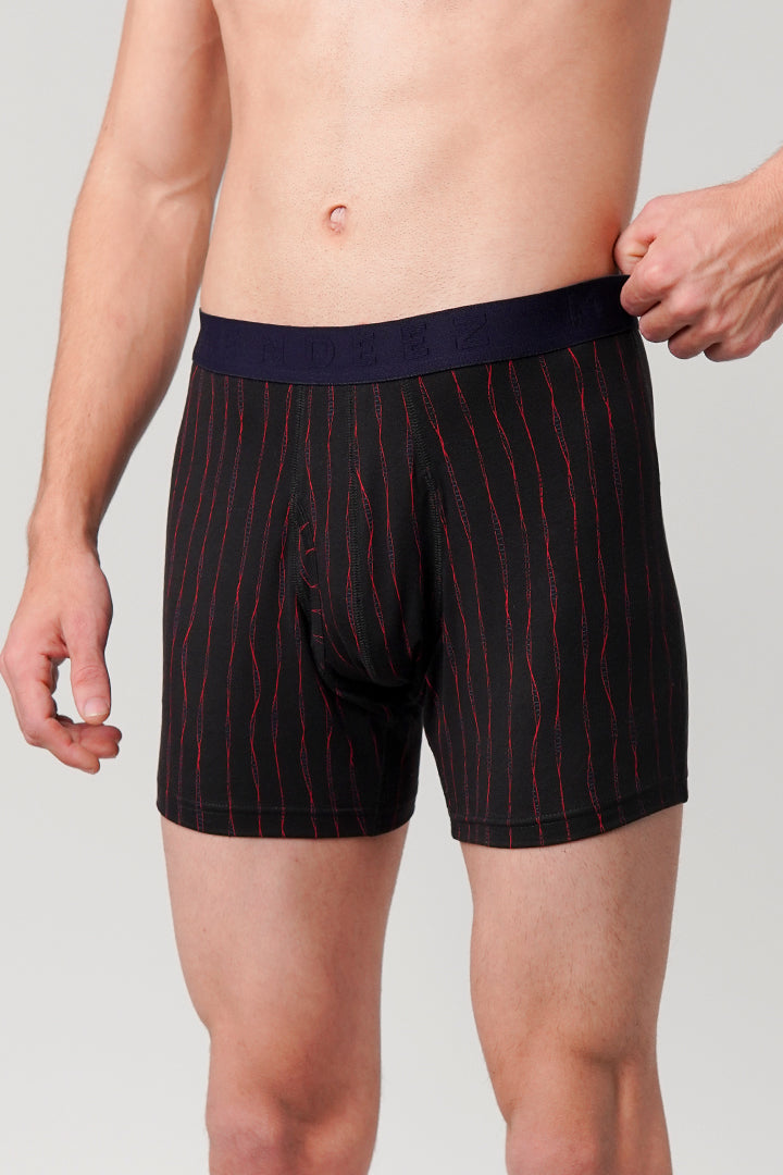 Striped Ball Pouch Boxer - Black