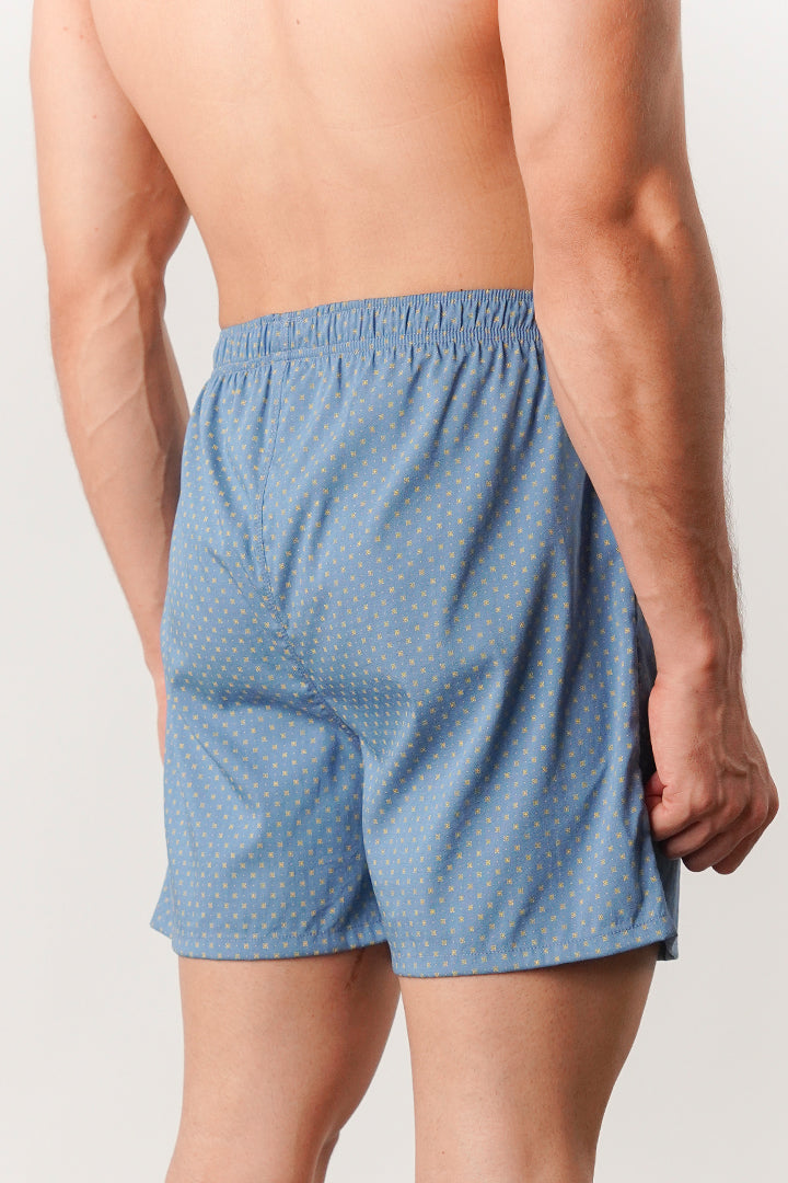 Printed Woven Boxer Shorts - Blue