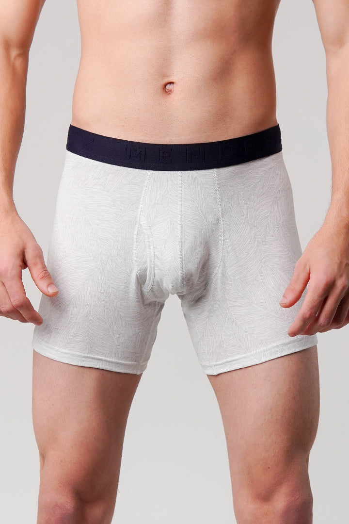 Leaves Printed - Ball Pouch Boxer - White