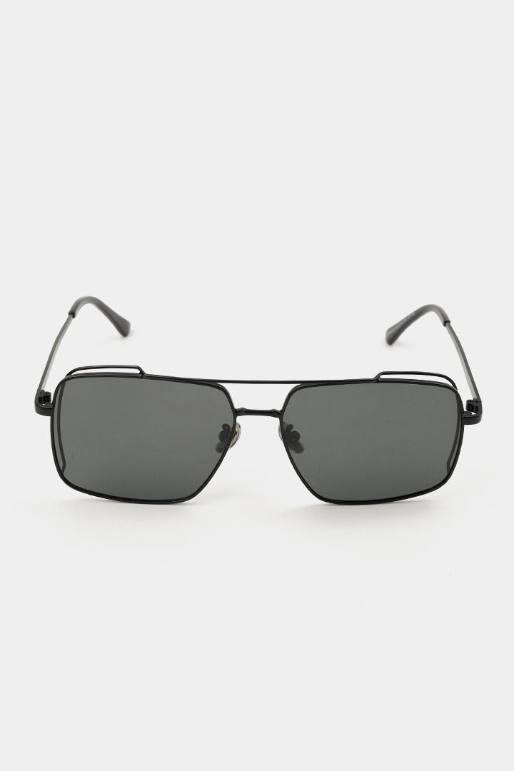 Double Bridge Square Sunglasses - Black