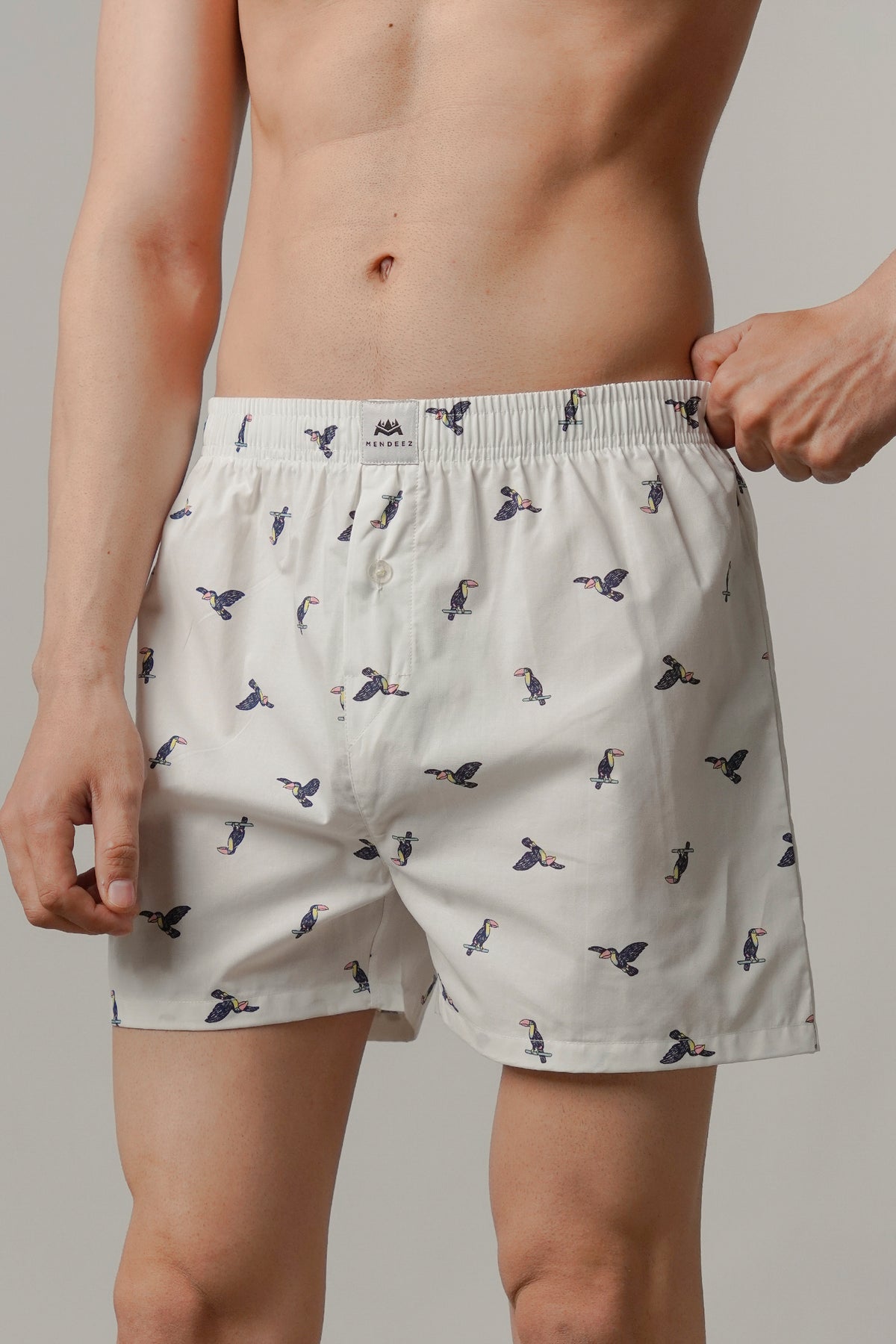Printed Woven Boxer Shorts - White