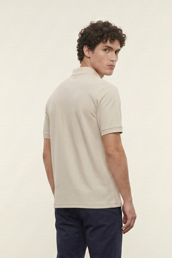 Jacquard Textured Polo - Beige