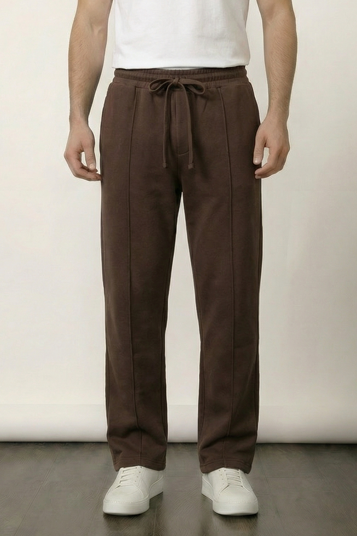 Pintex Jogger Pants - Chocolate