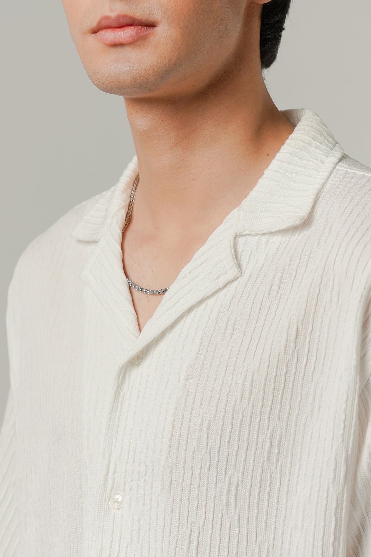 Textured Cuban Shirt - White