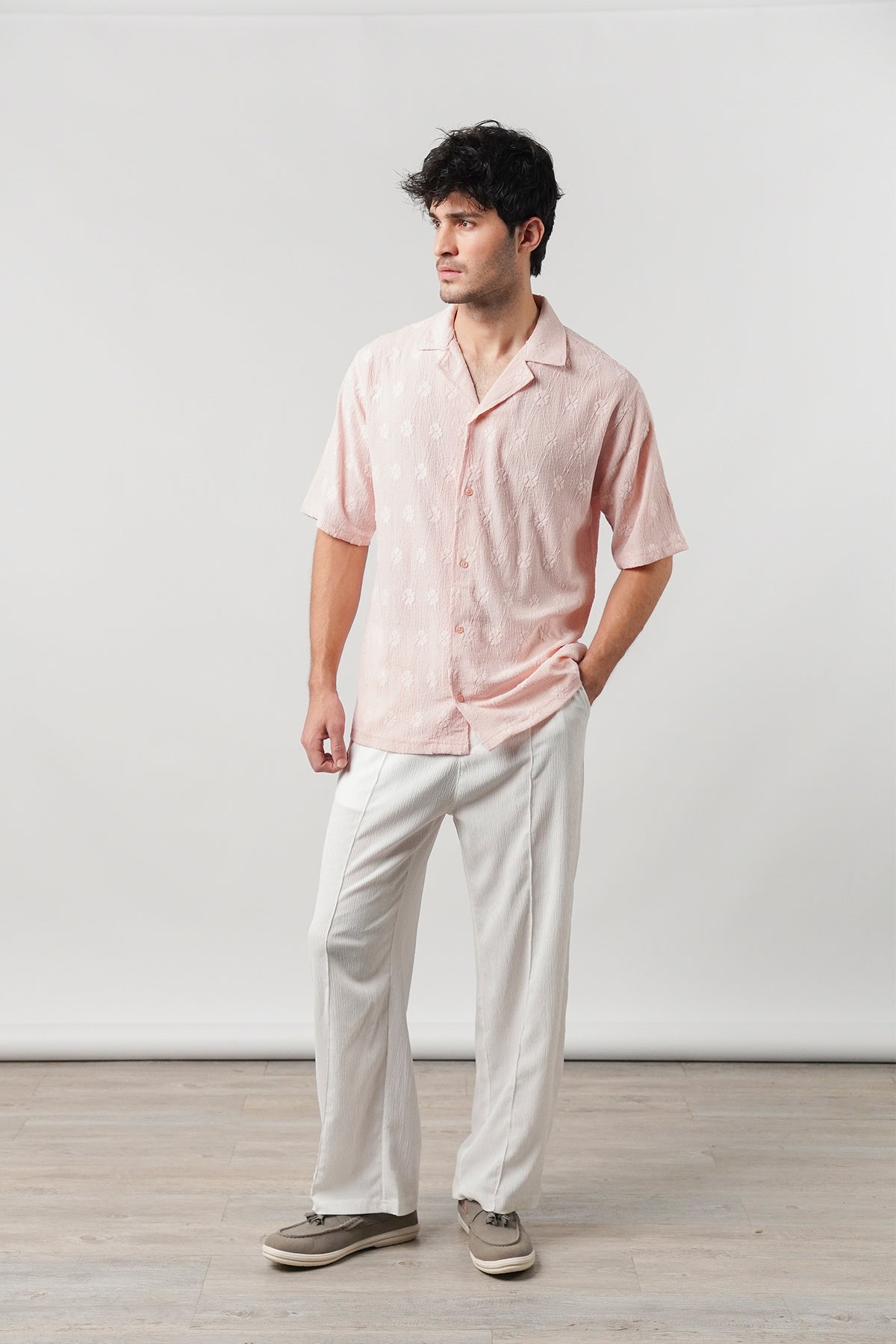 Knitted Cuban Shirt - Powder Pink