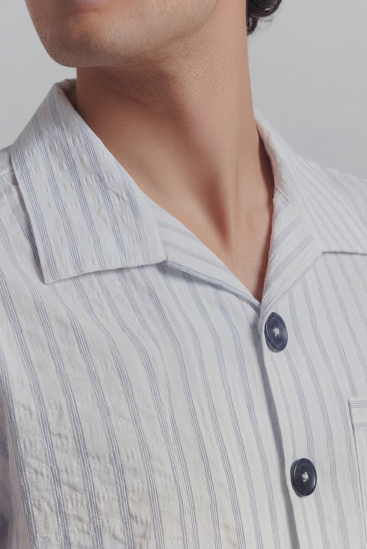 Seersucker Half Sleeves Shirt - White