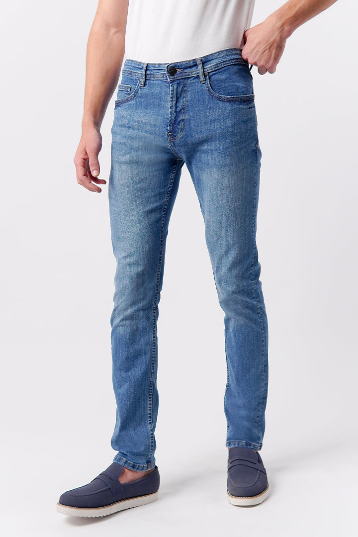Crop Fit Denim - Medium Blue