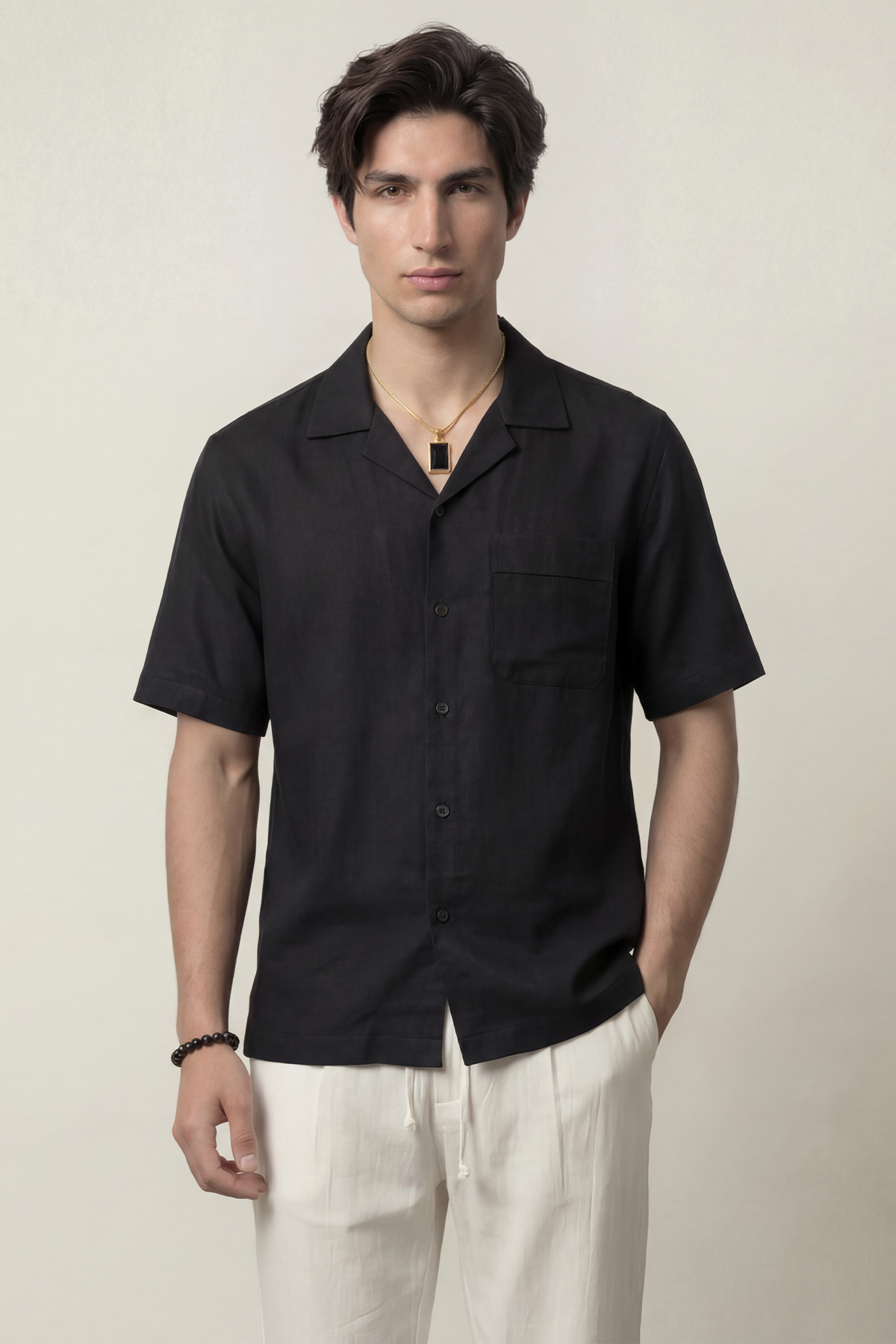 Oversized Cuban Shirt - Black