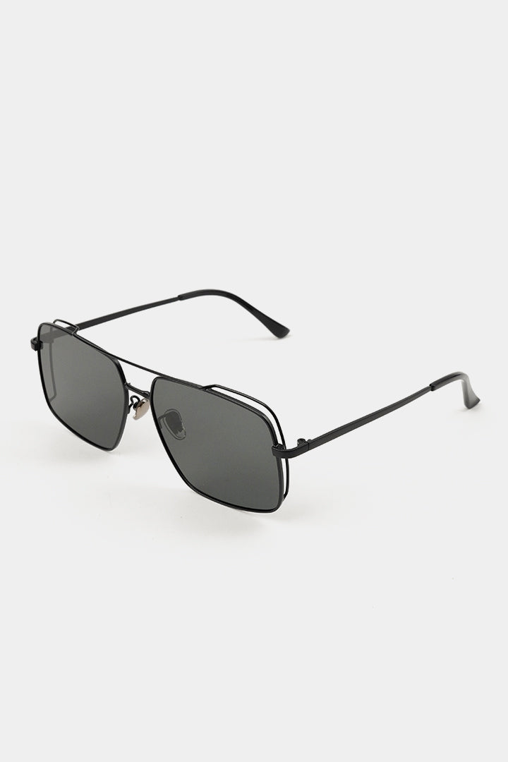 Double Bridge Square Sunglasses - Black