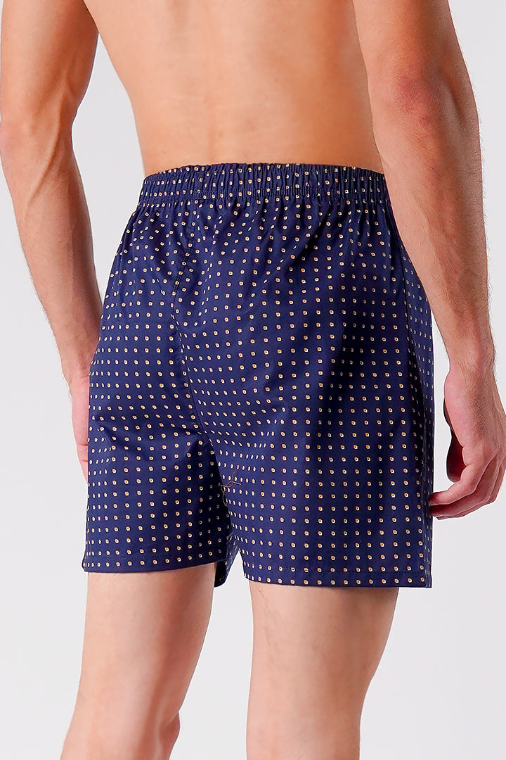 Printed Woven Boxer Shorts - Navy Blue alternate view