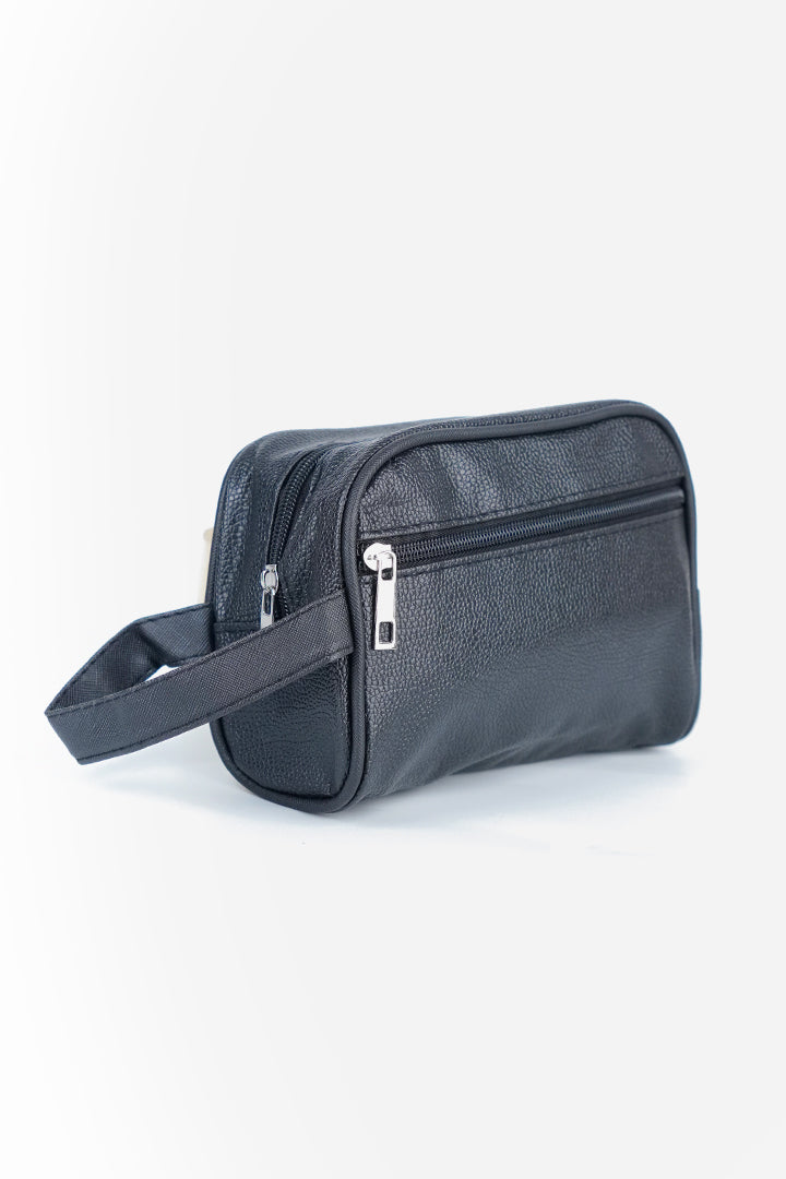 Heritage Leather Toiletry Pouch – Onyx Black