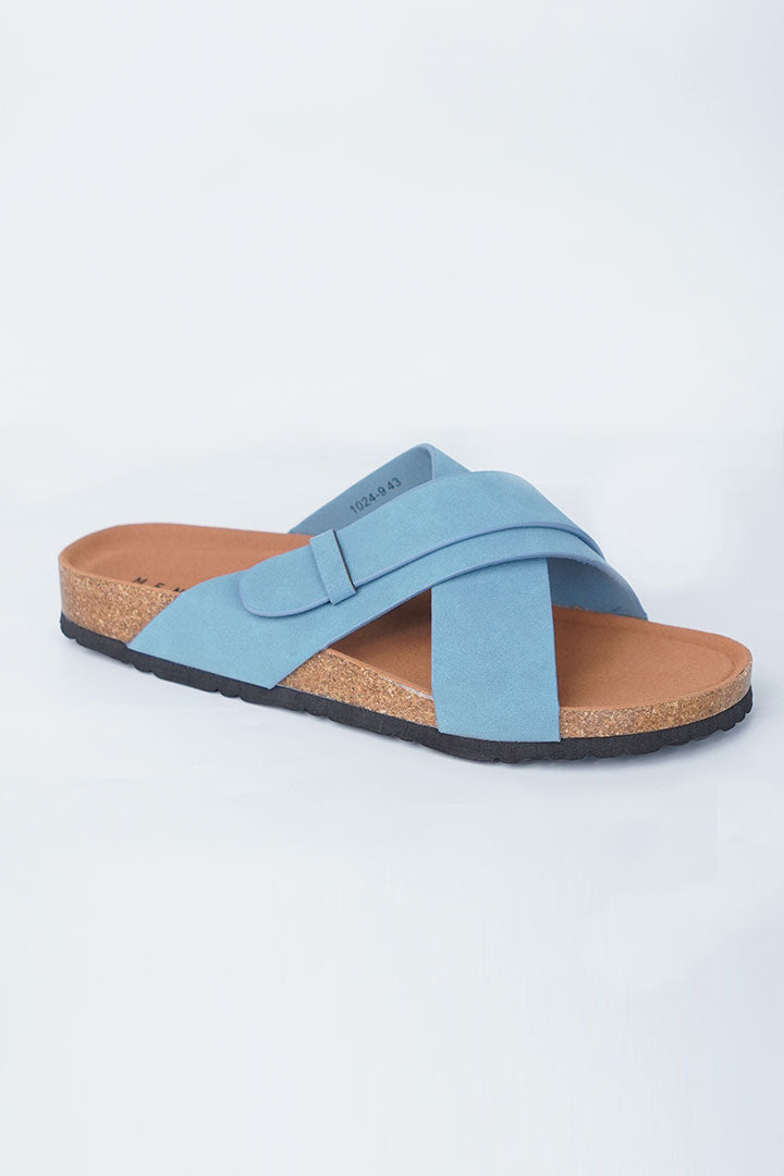 Cross-Strap Slides - Sky Blue