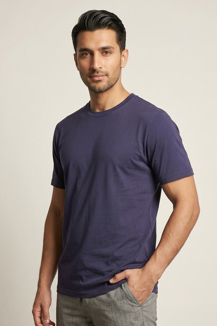 Crew Neck T-Shirt - Navy Blue