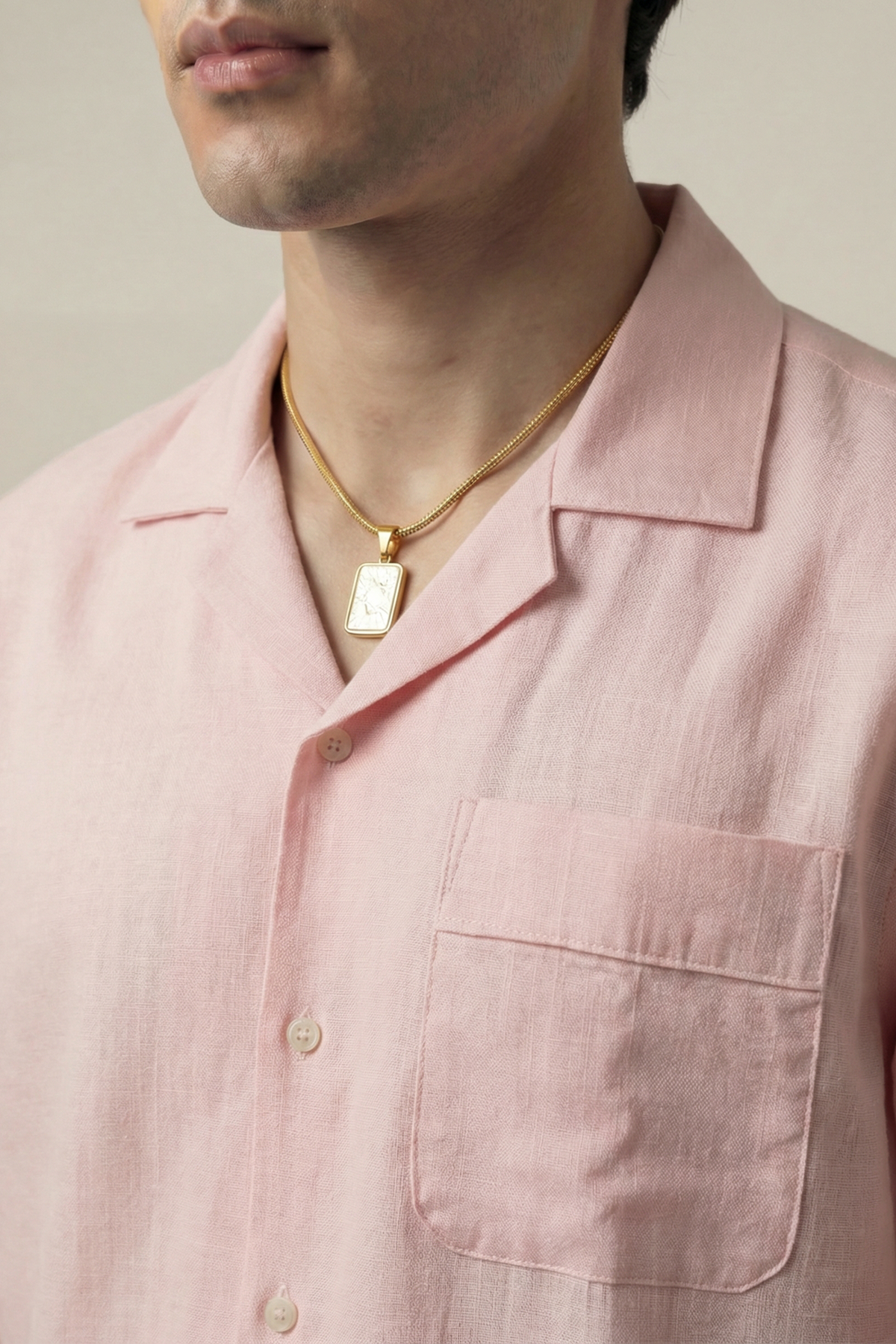 Oversized Cuban Shirt - Powder Pink - FA alternate view