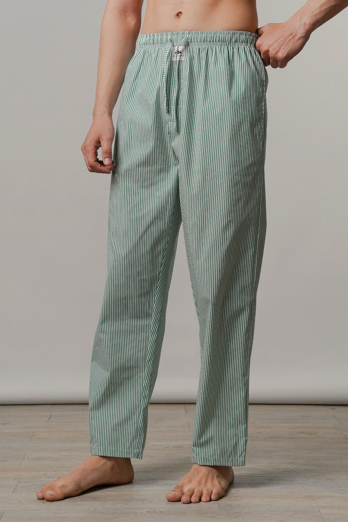 Striped Woven Pajamas - Green