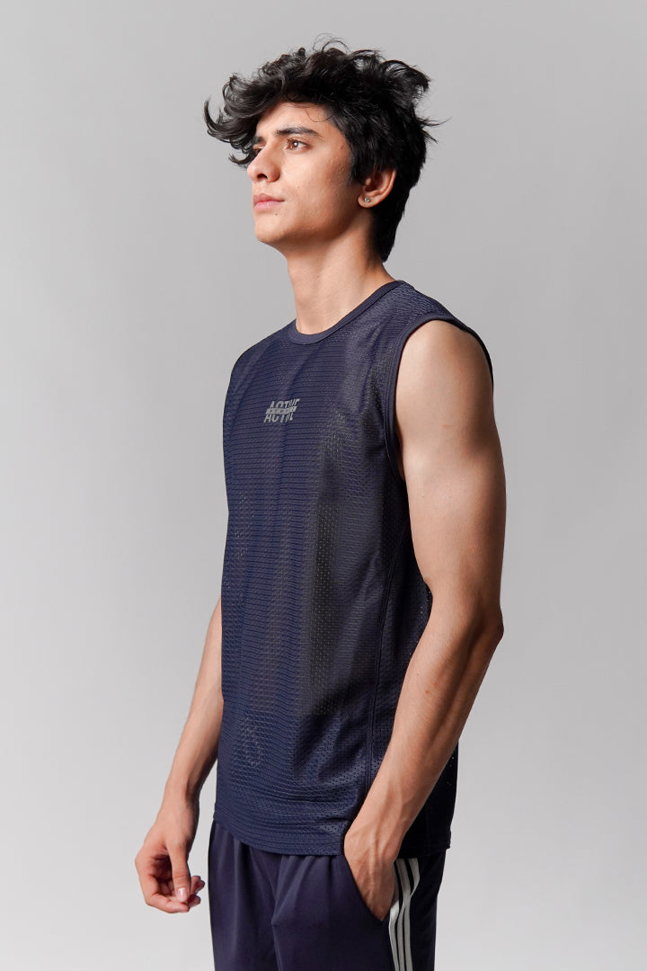Mesh Tank Top - Navy Blue