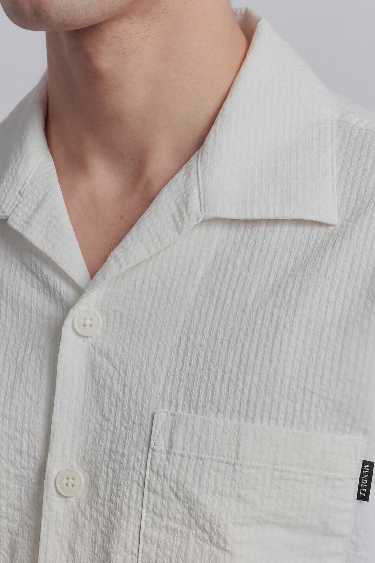 Seersucker Half Sleeves Shirt - Ivory