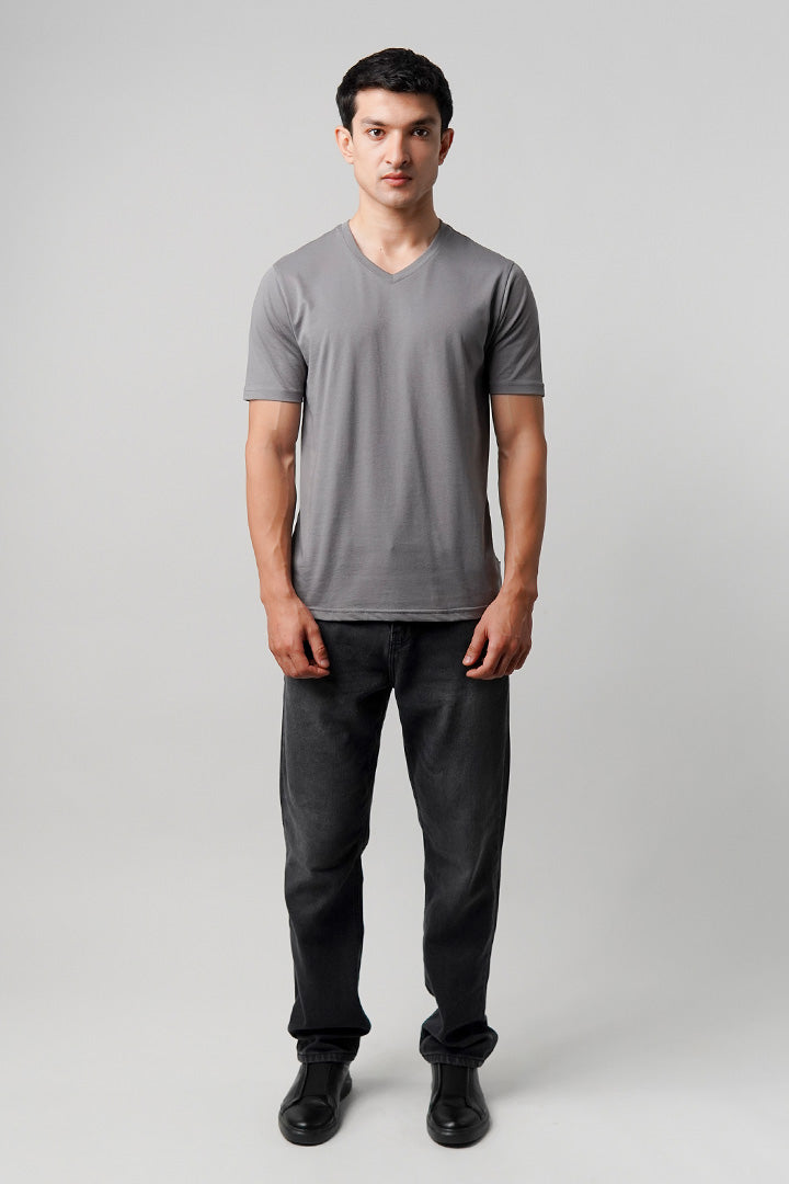 Regular Fit V-Neck T-Shirt - Grey